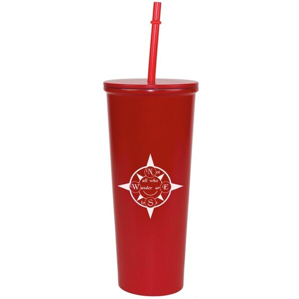 Stainless Steel Wanderer Tumbler with Straw, 22oz.
