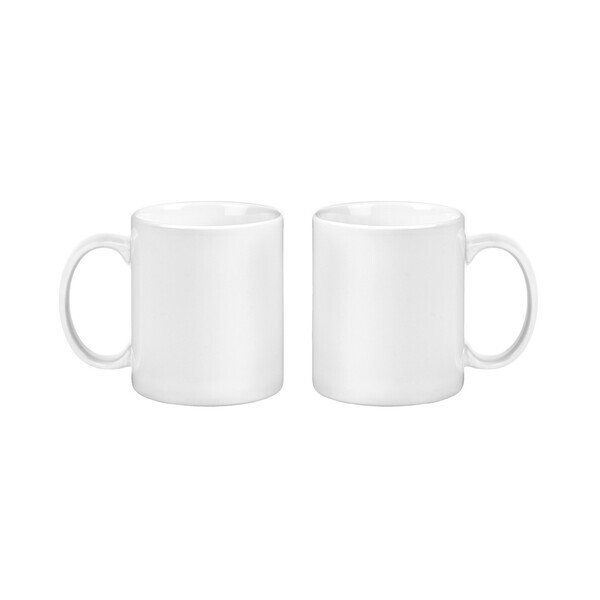 Classic C-Shaped Handle Ceramic Mug, 11oz. - White