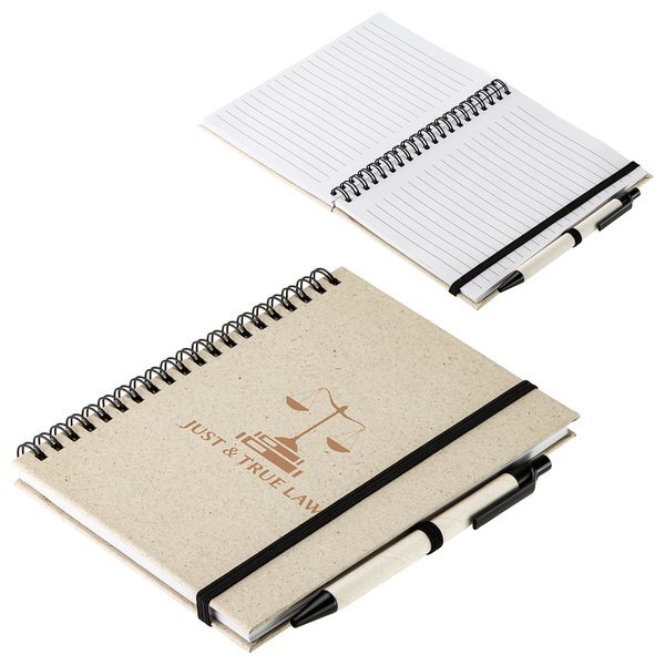 Prairie Fragrant Grass Recycled Spiral Notebook w/ Pen, 5-1/4" x 7-1/8"