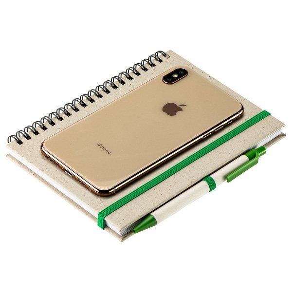 Prairie Fragrant Grass Recycled Spiral Notebook w/ Pen, 5-1/4" x 7-1/8"