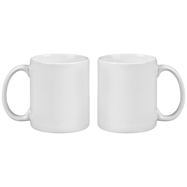 Classic White C-Shaped Handle Ceramic Mug, 11oz.