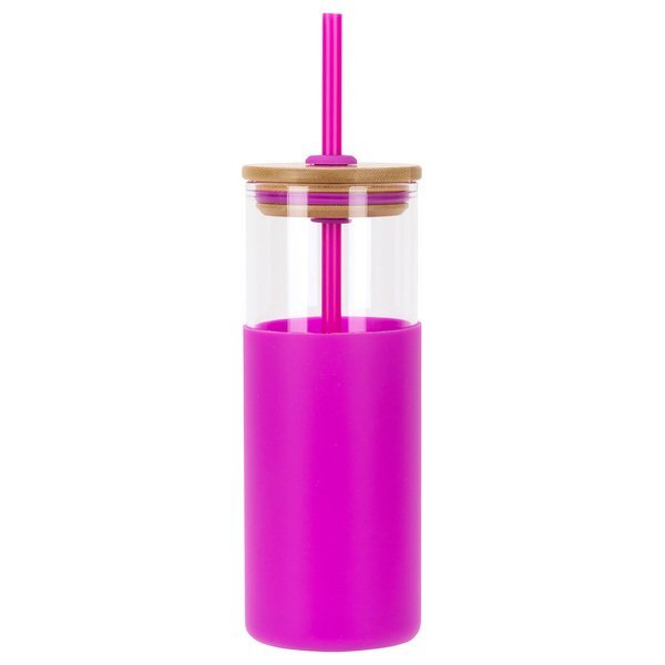 Stirling Glass Tumbler w/ Silicone Sleeve & PP Straw, 18oz.