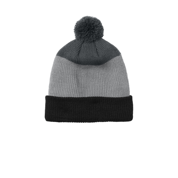 Port Authority® Cozy Striped Pom Acrylic Beanie
