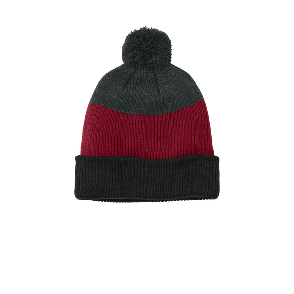 Port Authority® Cozy Striped Pom Acrylic Beanie
