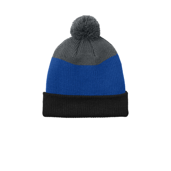 Port Authority® Cozy Striped Pom Acrylic Beanie