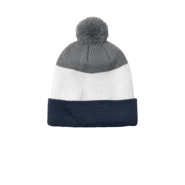 Port Authority® Cozy Striped Pom Acrylic Beanie