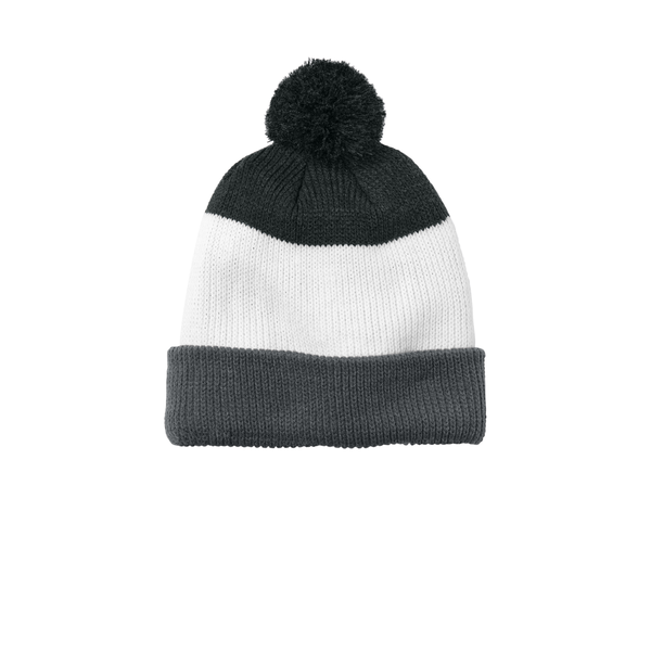Port Authority® Cozy Striped Pom Acrylic Beanie
