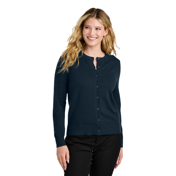 Port Authority® Easy Care Tri-Blend Crewneck Cardigan Ladies' Sweater
