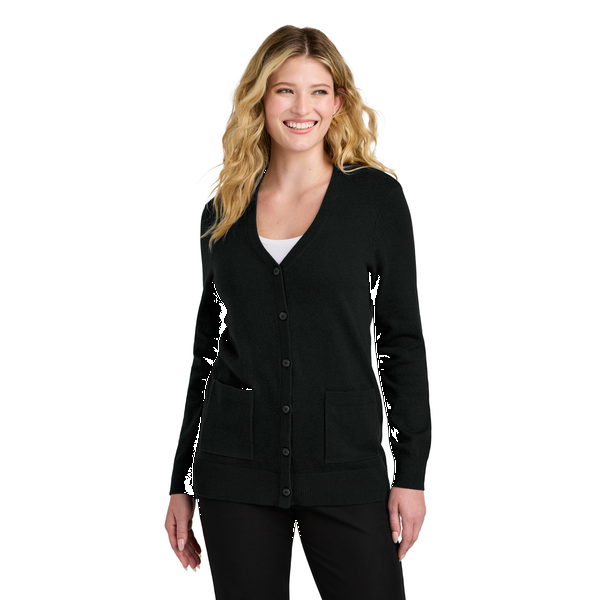 Port Authority® Easy Care Tri-Blend Button Up Cardigan Ladies' Sweater