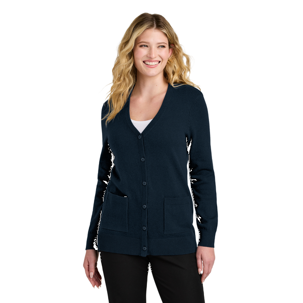 Port Authority® Easy Care Tri-Blend Button Up Cardigan Ladies' Sweater