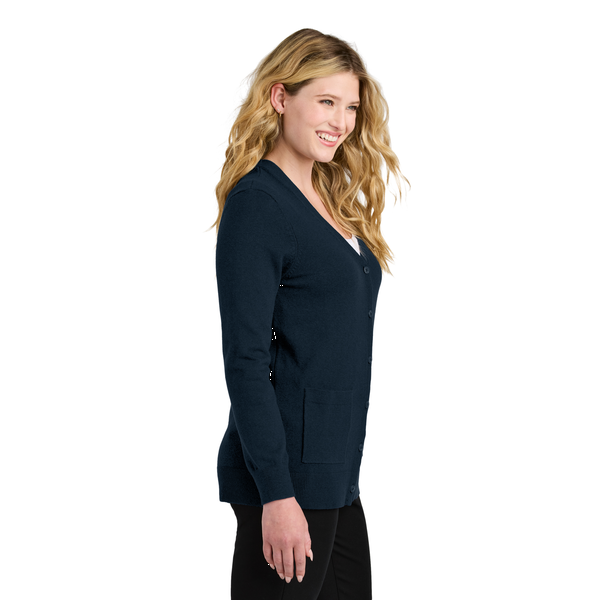Port Authority® Easy Care Tri-Blend Button Up Cardigan Ladies' Sweater