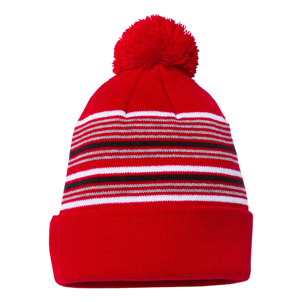 Sportsman™ 12" Striped Pom-Pom Cuffed Beanie