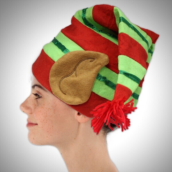 Striped Felt Elf Hat with Ears