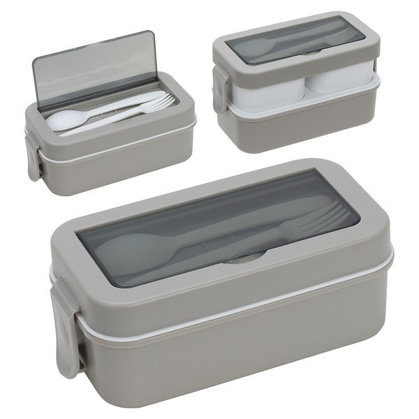 Connoisseur 3-Compartment Stackable Lunch Box w/ Utensils