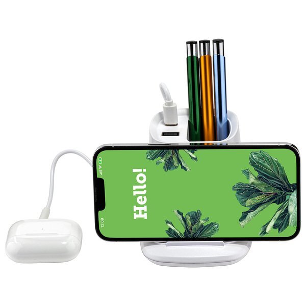 Annex Wireless Charging Stand w/ Dual Ports & Pen Holder