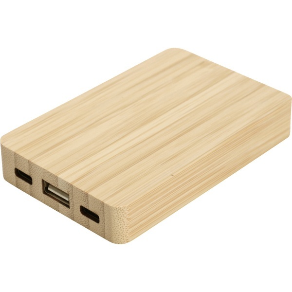Dual Port Bamboo rPET Power Bank, 5000mAh