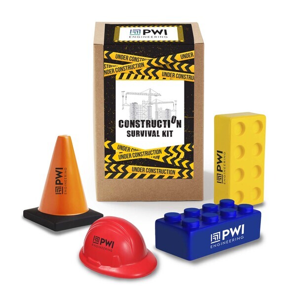 Deluxe Construction Theme Stress Reliever Survival Kit