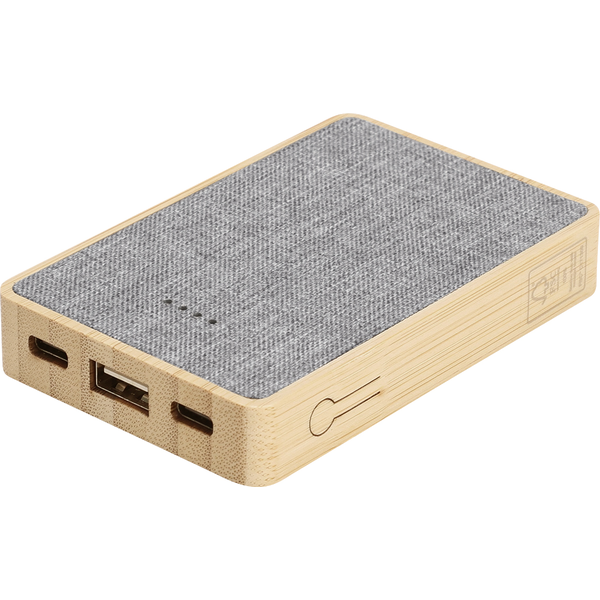 Dual Port Bamboo rPET Power Bank, 5000mAh