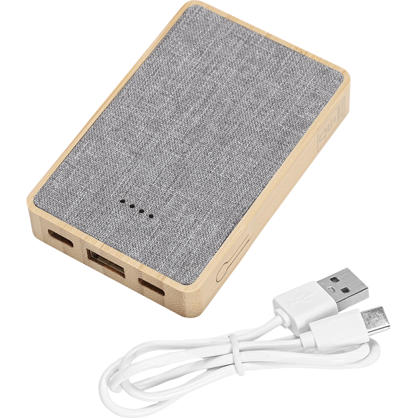 Dual Port Bamboo rPET Power Bank, 5000mAh