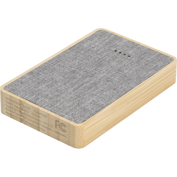 Dual Port Bamboo rPET Power Bank, 5000mAh