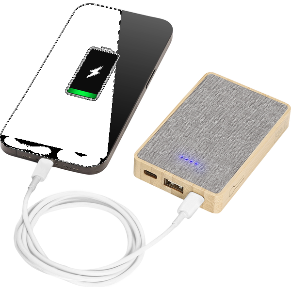 Dual Port Bamboo rPET Power Bank, 5000mAh