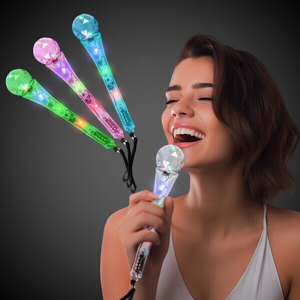 Crystal LED Plastic Toy Microphone, 9"