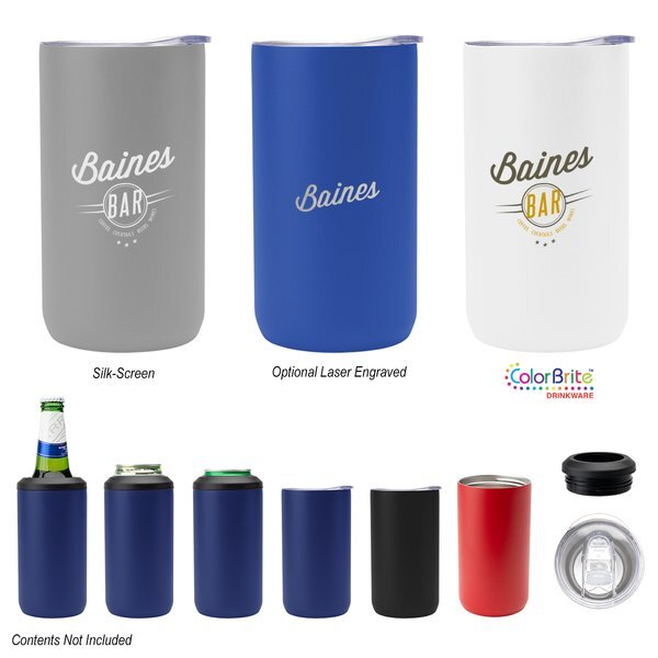 Four-In-One Double Walled Can Cooler Tumbler, 12oz.