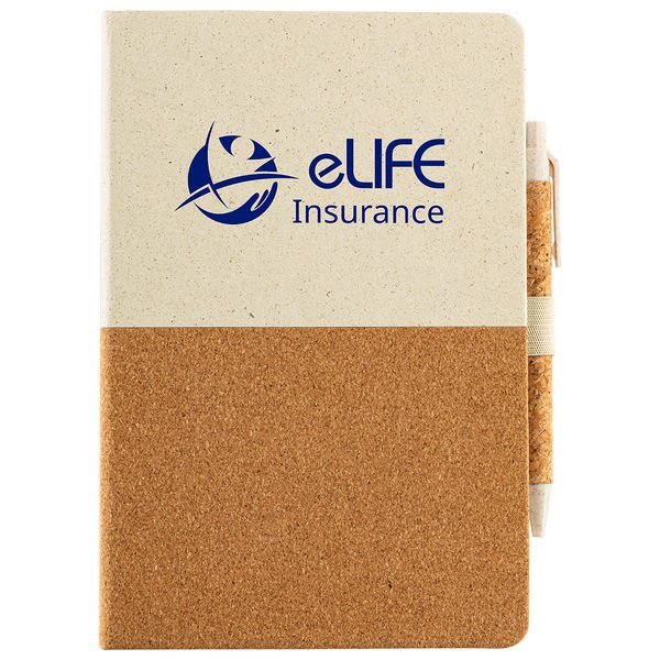 GrassField Cork Recycled Journal w/ Pen, 5-1/2" x 8-1/4"