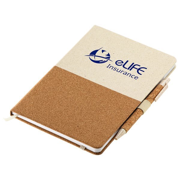 GrassField Cork Recycled Journal w/ Pen, 5-1/2" x 8-1/4"