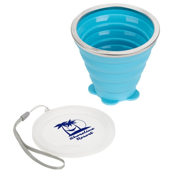 Groove Collapsible Silicone Cup w/ Lid, 9oz.