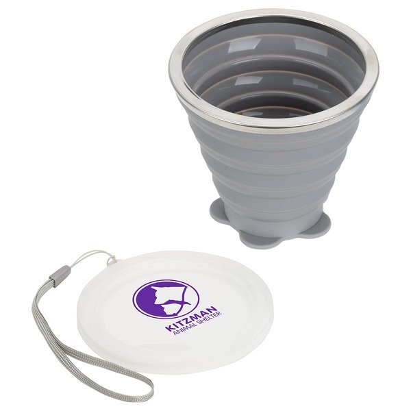 Groove Collapsible Silicone Cup w/ Lid, 9oz.