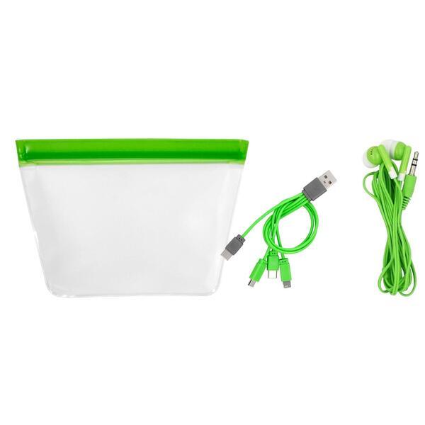 Reusable Pouch, Ear Bud & C To C Cable Set