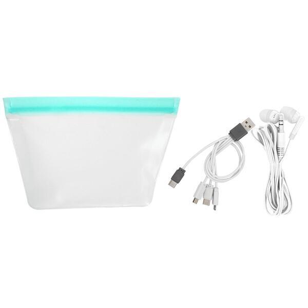 Reusable Pouch, Ear Bud & C To C Cable Set