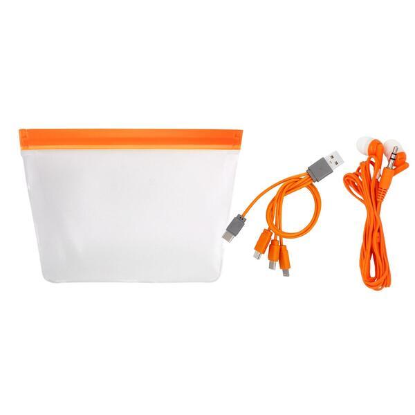 Reusable Pouch, Ear Bud & C To C Cable Set