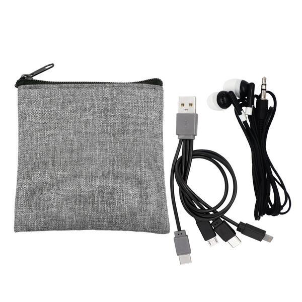 Recycled Pouch, Charging Cable, C to C Ear Bud Set