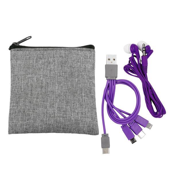 Recycled Pouch, Charging Cable, C to C Ear Bud Set