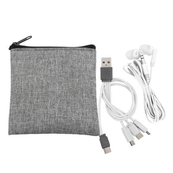 Recycled Pouch, Charging Cable, C to C Ear Bud Set
