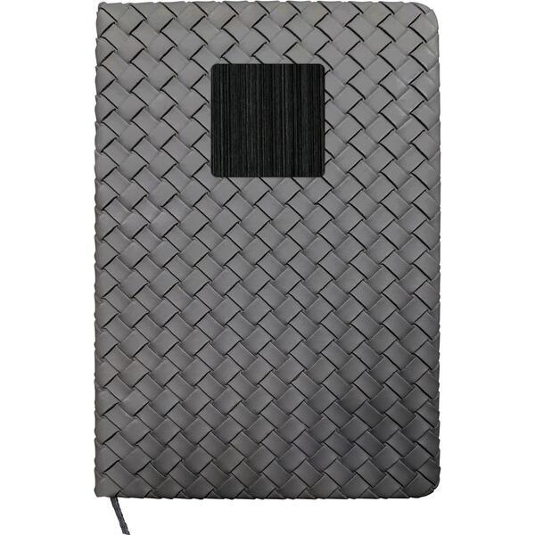 Woven Notebook w/ Metal Accent, 5-1/2" x 8-1/4"