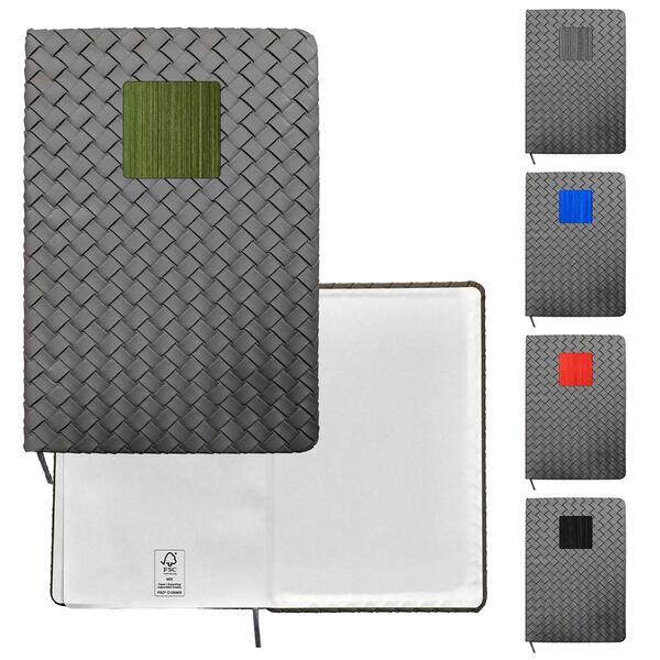 Woven Notebook w/ Metal Accent, 5-1/2" x 8-1/4"