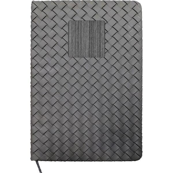 Woven Notebook w/ Metal Accent, 5-1/2" x 8-1/4"