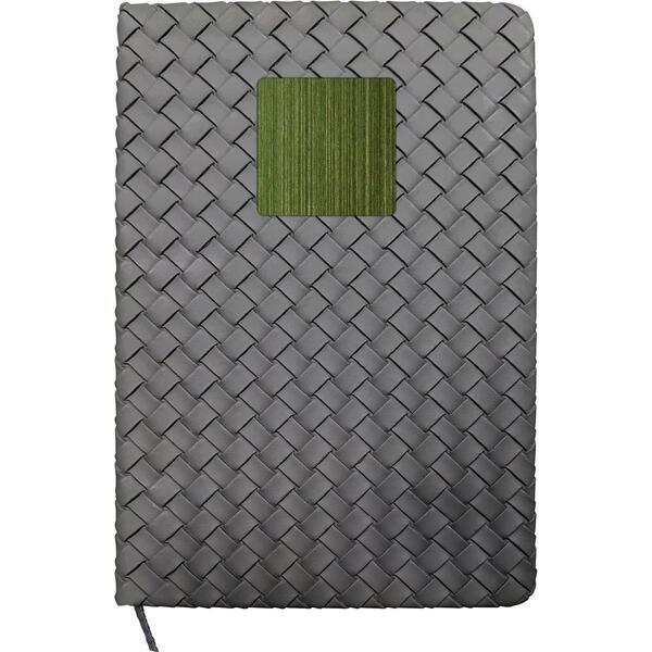 Woven Notebook w/ Metal Accent, 5-1/2" x 8-1/4"
