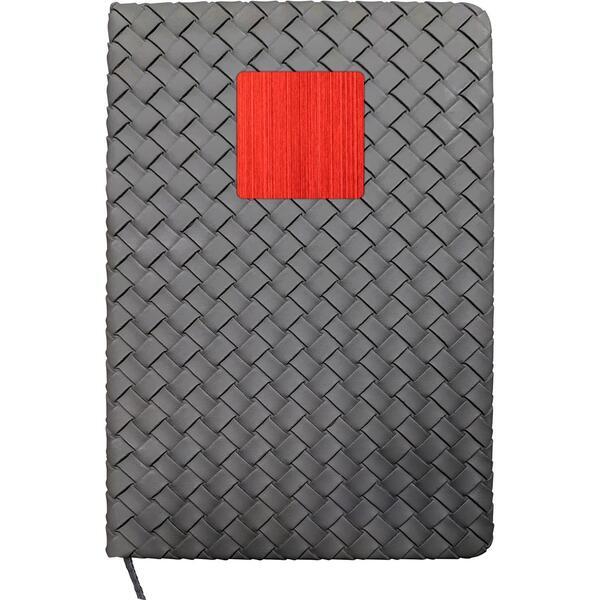 Woven Notebook w/ Metal Accent, 5-1/2" x 8-1/4"