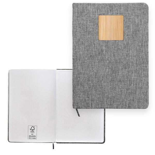 Heathered Recycled Notebook w/ Bamboo Accent, 5-1/2" x 8-1/4"