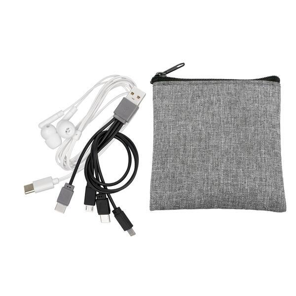 Recycled Pouch, Type C Earbuds & Charging Cable Kit