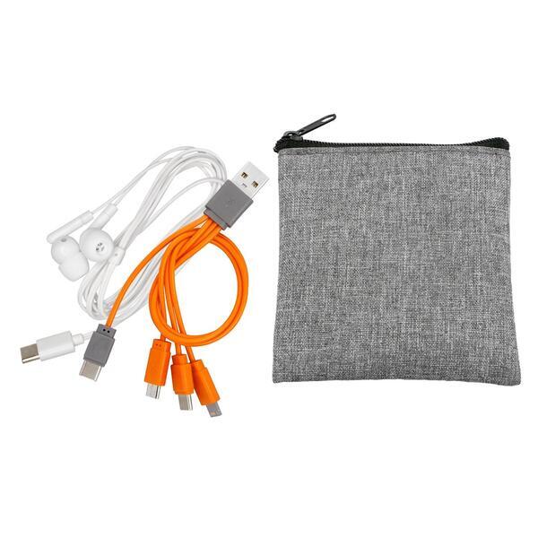 Recycled Pouch, Type C Earbuds & Charging Cable Kit