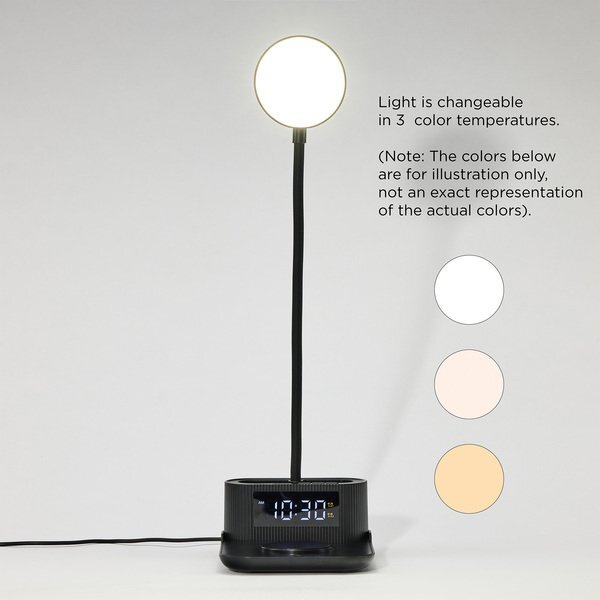 Solantis 15W Wireless Charger, Desk Lamp, Pen Holder & Alarm Clock, 4 in 1