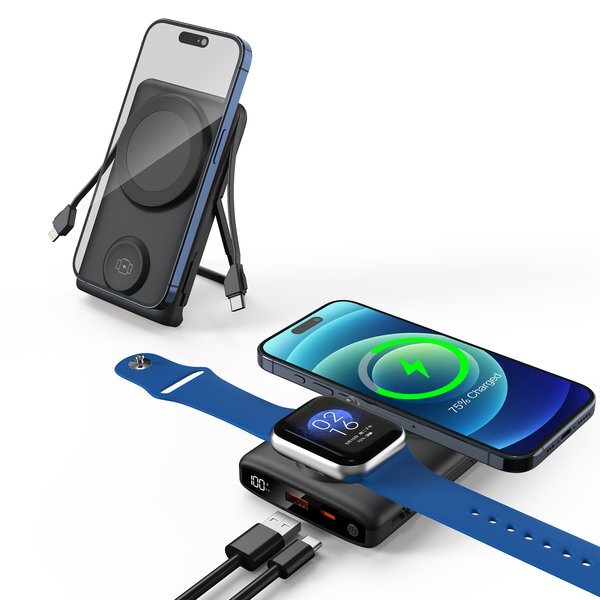 Avalon 5-in-1 MagSafe Power Bank with Apple & Samsung Watch Charging, 10000mAh