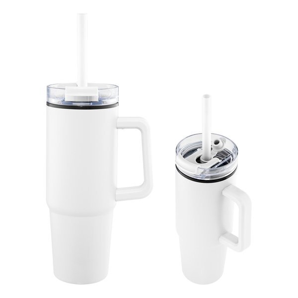 Intrepid Recycled Vacuum Insulated Tumbler w/ Straw, 30oz.