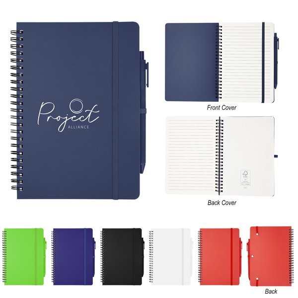 Repreve® Recycled Spiral Notebook w/ Pen, 5" x 7"