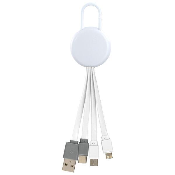 White Vivid Clip Dual Input Charging Cable